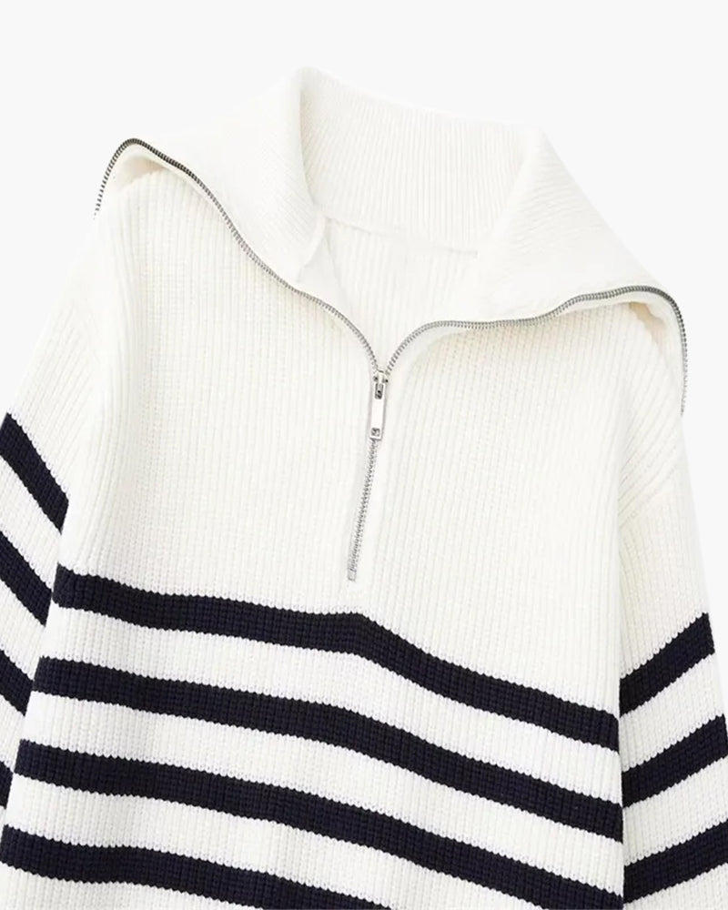 Nautical Stripe Zip-Up Jumper