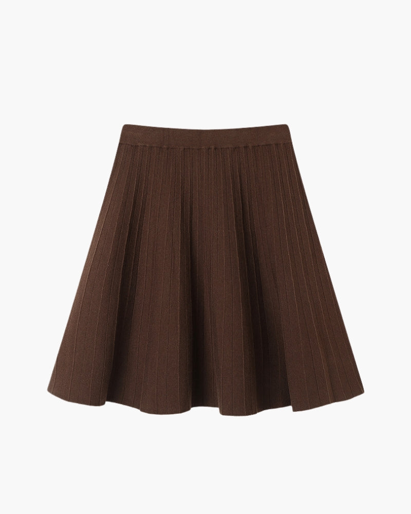 Oxford Pleated Wool Skirt