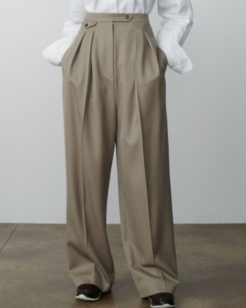 Luxe Woolen Wide-Leg Trousers